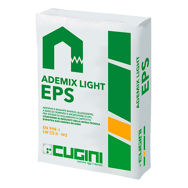 Adesivo e rasante bianco, alleggerito, a base di cemento e microsfere di eps, per sistemi di isolamento a cappotto<br><strong>Conforme ai requisiti della guida tecnica europea ETAG 004</strong>