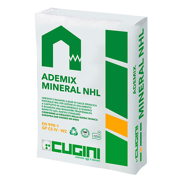 Adesivo e rasante a base di calce idraulica naturale NHL per sistemi di isolamento a cappotto in lana minerale o quando è richiesta una maggiore traspirabilità rispetto agli adesivi standard
<br>
<strong>CONFORME AI REQUISITI DELLA GUIDA TECNICA EUROPEA EAD 040083-00-0404 (European Assessment Document)</strong>